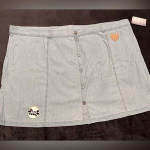Disney Parks Patch Denim Skirt Button Down A-line Women’s 3X NWT Blue Mickey